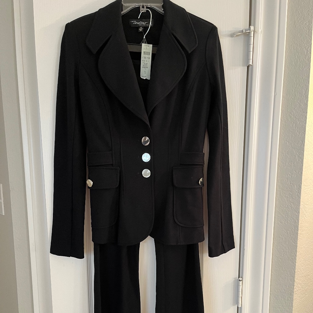 Cache Contour Collection New With Tags Black Jacket With Pants-Suit